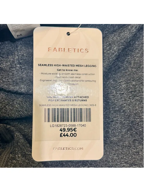 Fabletics NWT’s Women’s M/6-8 Seamless High-Waisted Mesh Leggings Dark Grey - Image 6