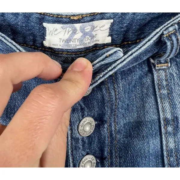 We The Free High-Rise Denim Shorts 28 Button Fly Raw Hem Patch Pockets - Image 4