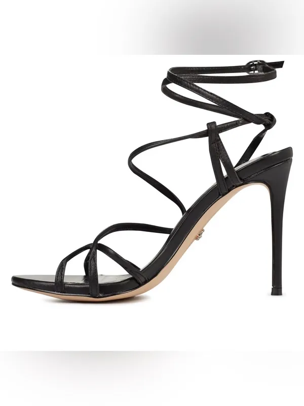 Sam Edelman Black Leather Lace-Up Stiletto Sandals - Image 3