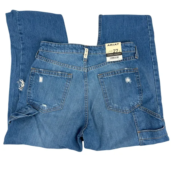 Ariat Tomboy Straight Jeans Women 27 R Blue NWT Distressed Carpenter Alaska - Image 4