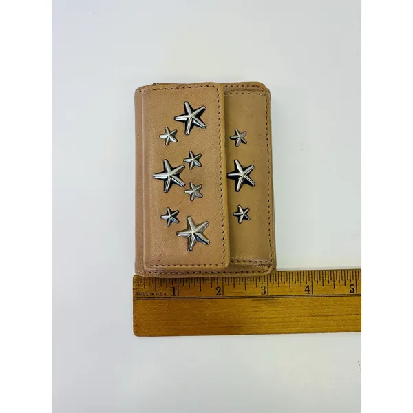 Jimmy Choo Nemo Trifold Wallet With Coin Purse Stars Studs‎ Leather Small Wallet - Image 11
