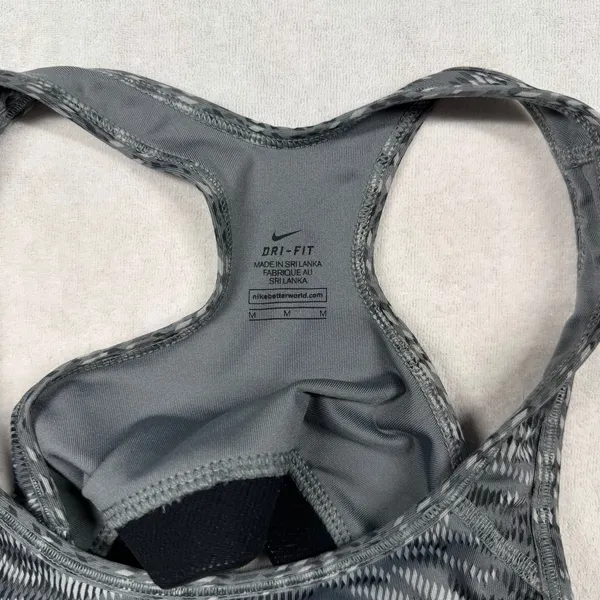 Nike Pro Dri-FIT Sports Bra Women’s Medium Gray Black Print Racerback - Image 3