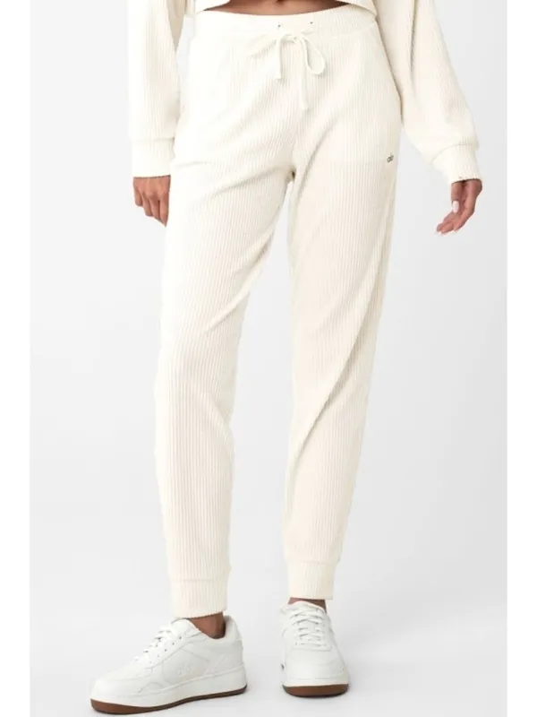 Alo Muse Sweatpants Ivory Cream Beige Stretchy High-Rise Waist Sweats Joggers L - Image 2