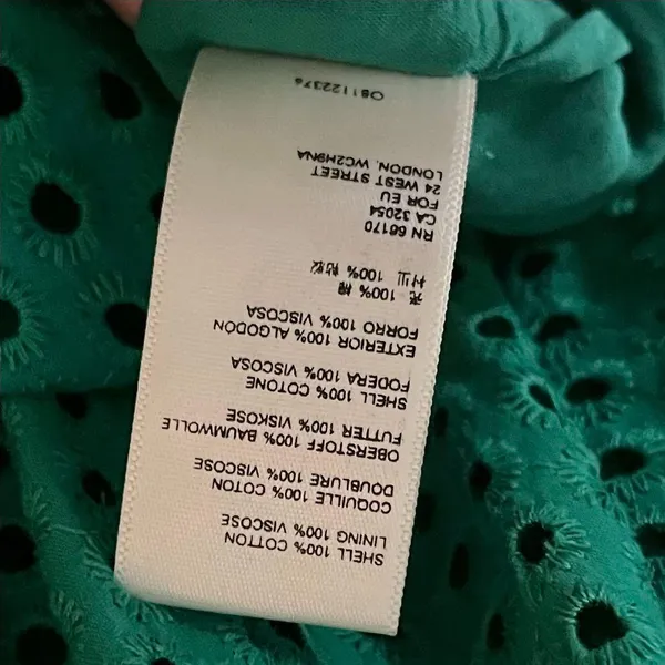 Anthropologie Women’s Lelia Eyelet Midi Dress Turquoise Blue Green Size 0 - Image 11