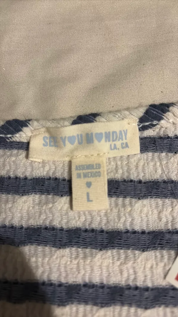 See You Monday TJ Maxx Striped Blue Top - Image 3