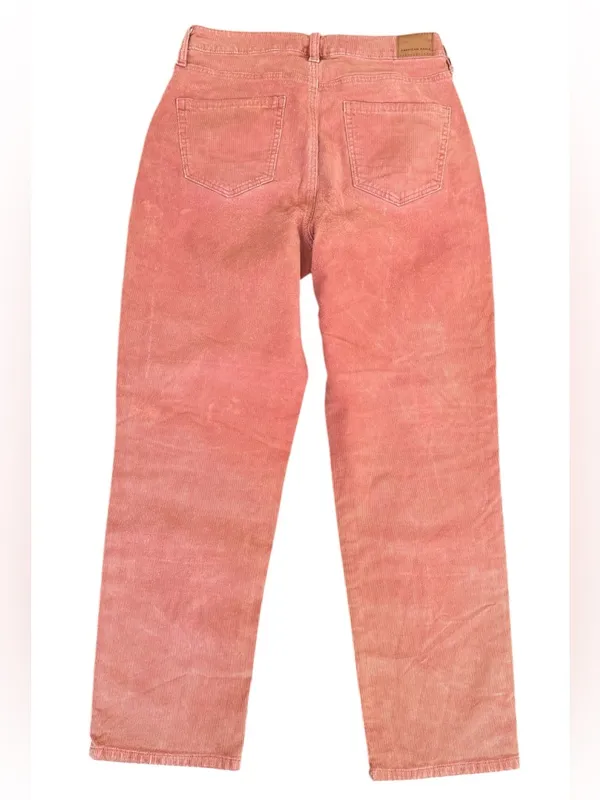 American Eagle Mom Straight Corduroy Jeans High Rise Dusty Rose Pink Size 10 - Image 3