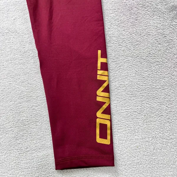 Virus x Onnit Hi-Waist Performance‎ Leggings M Women Maroon Gold Logo Training - Image 7