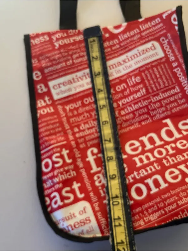 Lululemon Reusable Tote Bag Red Black Grocery Gym Shopper - Image 4