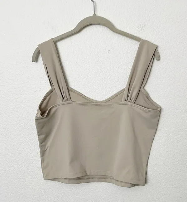 [Abercrombie & Fitch] Nude Light Taupe Soft Sweetheart Crop Tank Top Sz Large L - Image 3