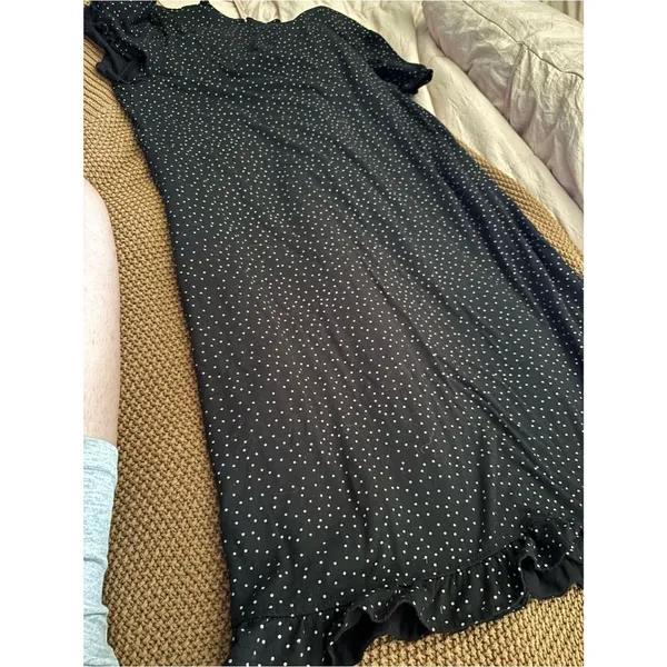 Secret Treasures Polka Dot Sleep Gown Nightgown Puff Sleeve Button Cottagecore - Image 5