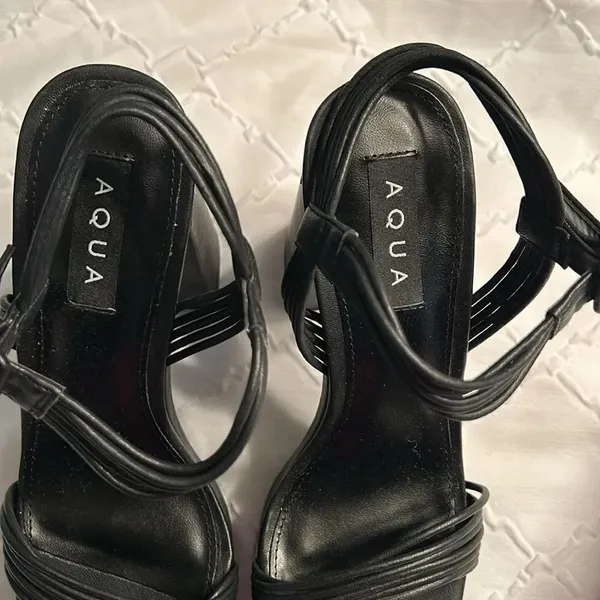 Aqua Black Block Heel Platform Sandals(Size 9.5M) - Image 5