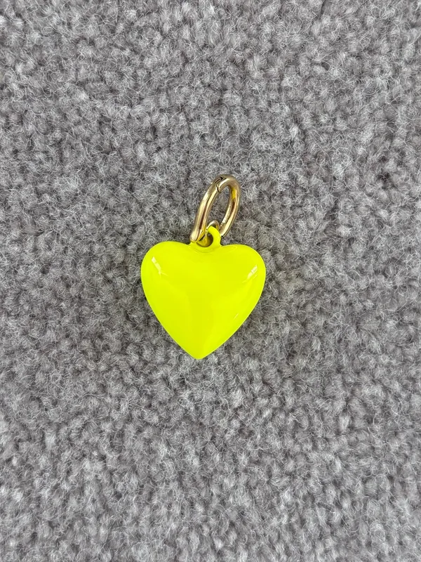 NWOT Roxanne Assoulin The Mini Puffy Heart Charm In Chartreuse - Image 2