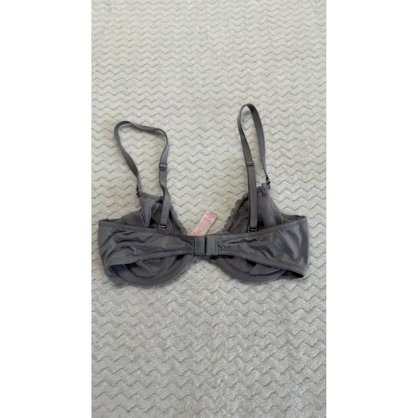 Victorias Secret Unlined Demi Lace Bra Gray Floral Underwire 34C 4331 - Image 3