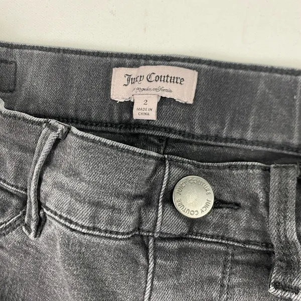Juicy Couture Jeans Womens 2 Gray Charcoal Wash Mid Rise Skinny Stretch‎ Denim - Image 8