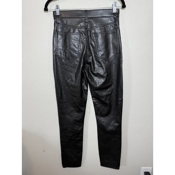 Abercrombie & Fitch Black Vegan Faux Leather Skinny High Rise‎ Pants 27 4L - Image 5