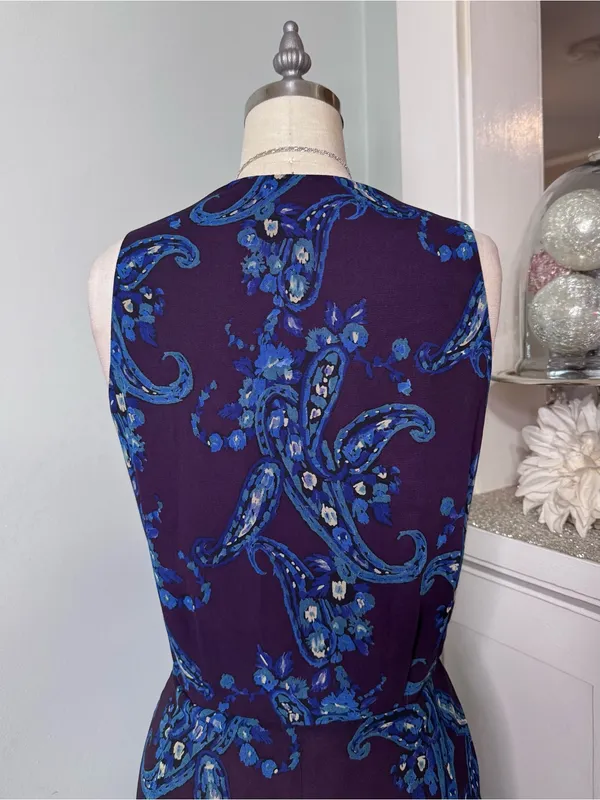 Cabi Treasure Dress Style 3461 Paisley Floral Chiffon Midi Dress Size 12 - Image 7