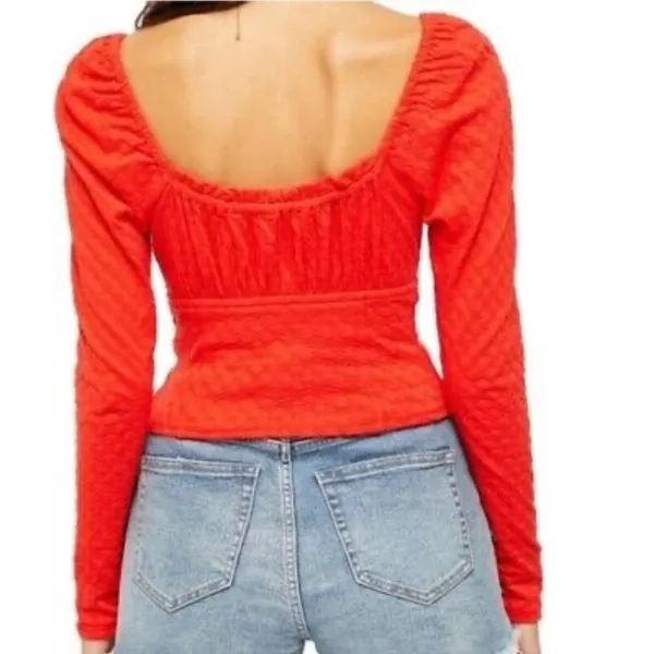 Free People Ladybug Long Sleeve Cropped Top Medium - Image 4