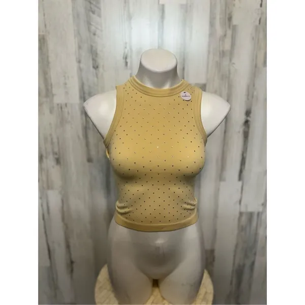 Tank top with rhinestones Tan - Image 2