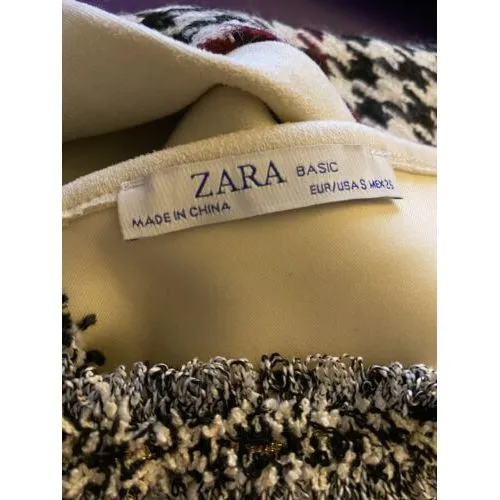 Zara Basic Houndstooth Crop‎ Cami | Size S - Image 3