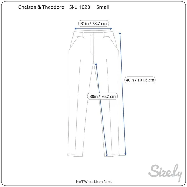 Chelsea & Theodore Womens Linen Pants Color Cloud White Size Small New Sku 1028 - Image 5