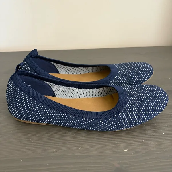 Seychelles knit ballet flats round-toe stretch knit upper‎ navy white dot 8.5 - Image 10