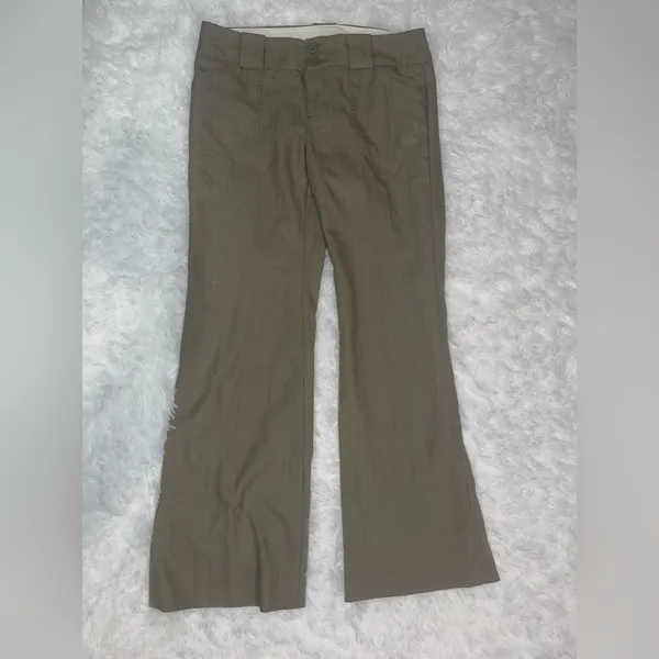 Gap stretch tan herringbone red pants trousers wide leg slacks woman’s 6A - Image 9