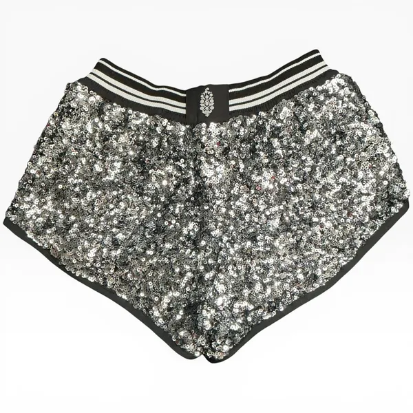 Free‎ People FP Movement Shining Star Sequin Shorts Metallic Black Combo S NWT - Image 5