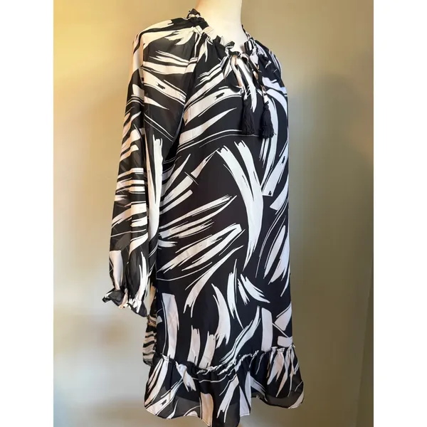 Luxology‎ Black White boho whimsi resort dainty y2k flowy Dress Large cottage - Image 3