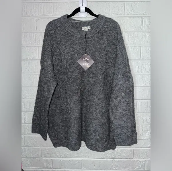 NWT AVA & VIV 2X women’s gray sweater plus size 2X ✨ - Image 2
