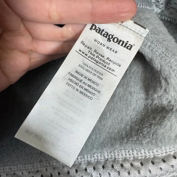 Patagonia Re-Tool Fleece 1/4 Snap-T Pullover‎ Gray Aurea Pink Trim Medium - Image 4