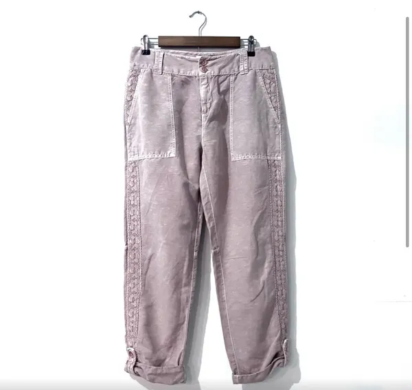 Sundance Tan Pants with Crochet Detail - Image 2