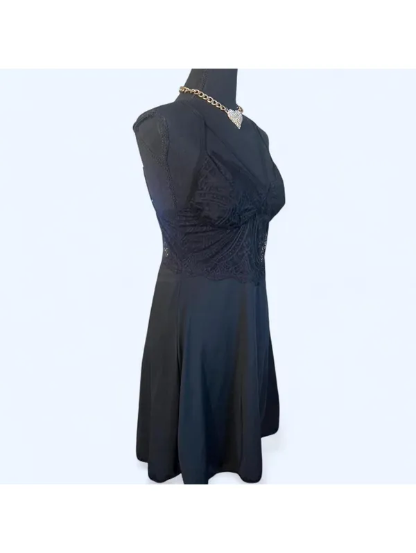 American Vintage Coquette Fairycore Lace Bustier Slip Dress Mini Goth Y2K size small 🖤 - Image 3