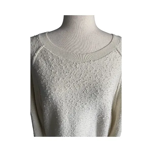 FREE PEOPLE-CREAM COLOR OVERSIZED SWEATSHIRT-WOMENS SIZE SMALL Chic and cozy textured sweatshirt, long sleeves, oversized, 91% cotton and 9% nylon, excellent condition Measurements: Bust: armpit to armpit 27 inches Length: shoulder seam to bottom 24 inches - Image 2