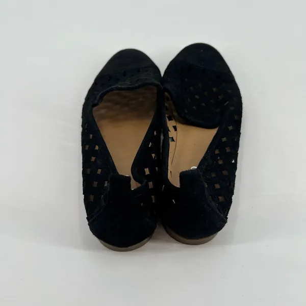 Franco Sarto black leather laser cut upper slip on almond toe flats boho size 9 - Image 5