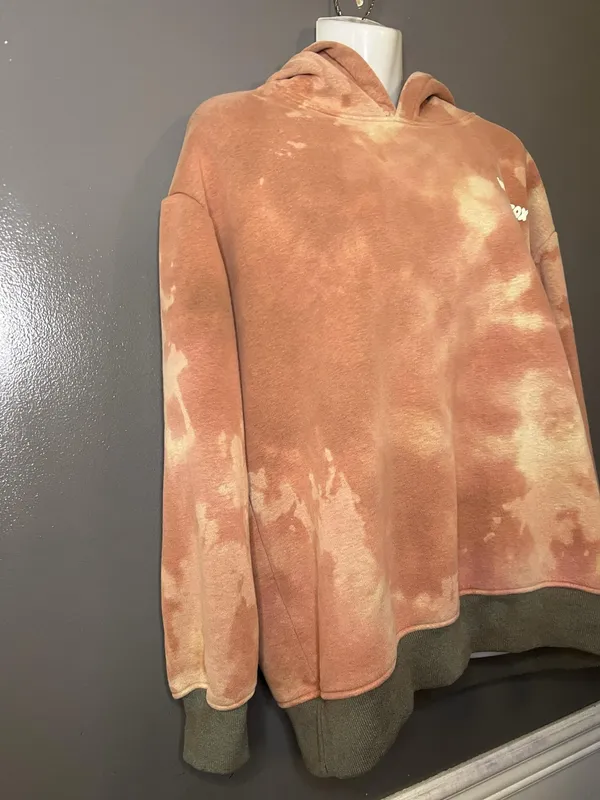 White Fox Hoodie Womens Medium Pink Tie Dye Fleece Pullover Graphic Sweatshirt - Image 4