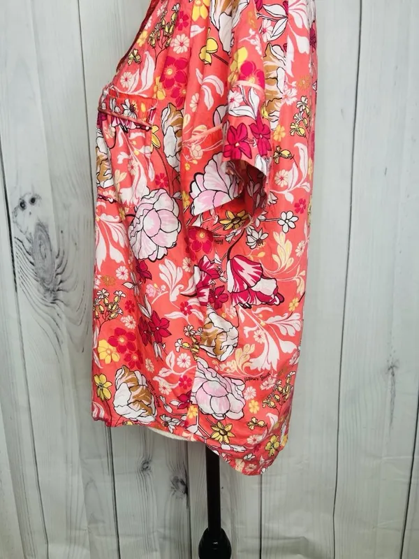 Victorias Secret Womens Sz M Pajama Set Short-Sleeve Shirt Shorts Coral Floral - Image 9