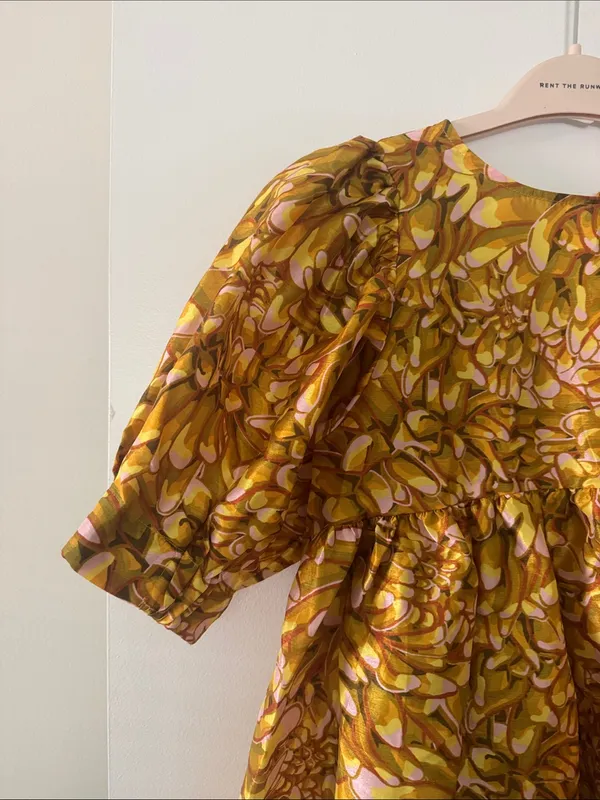 Kika Vargas for Target Women’s Puff-Sleeve Floral Print Dress in Mustard Yellow - Image 3
