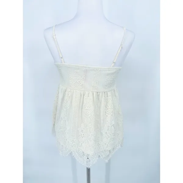 Babydoll Lace Ivory Tank Top‎ Y2K Size Medium Coquette Romantic Boho Festival - Image 4