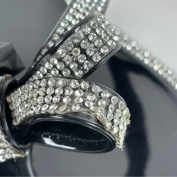 Nicole Miller New York Black Jelly Sandals Rhinestone Bow Bling Slide Size 8 - Image 5
