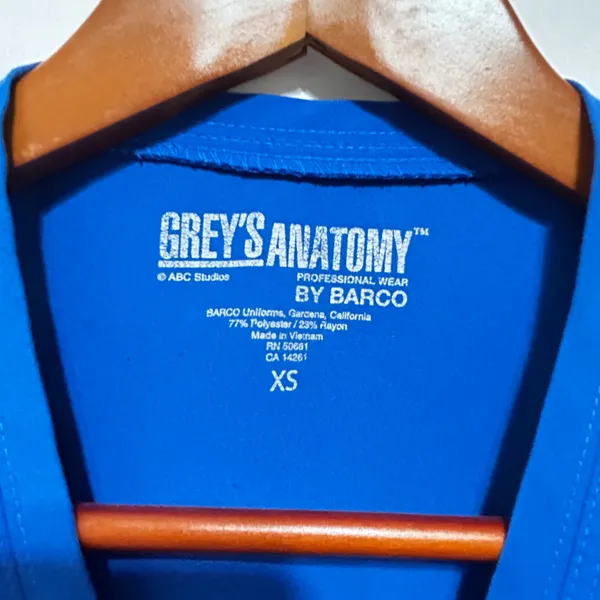 Greys Anatomy Women Nursing Medical‎ Scrub Top XS Blue Professional Healthcare - Image 4