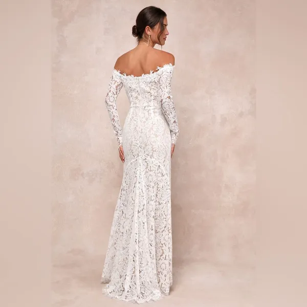LULU’S Romance Dreamer White Lace Off The Shoulder Maxi Dress - Image 5
