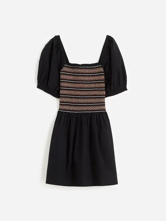 NWT Madewell Smocked Puff Sleeve Mini Dress black XXS Cottagecore - Image 6