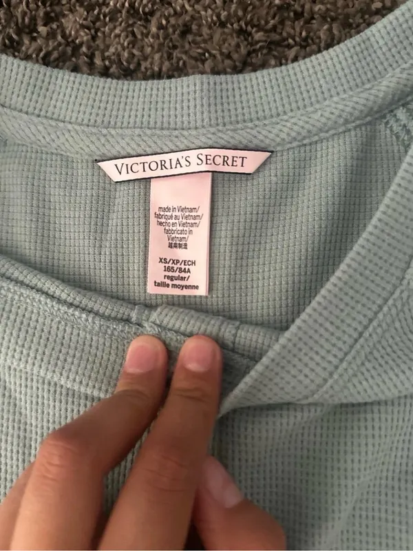 Victoria's Secret Mint Green Waffle Knit Top Size XS 0272 - Image 3