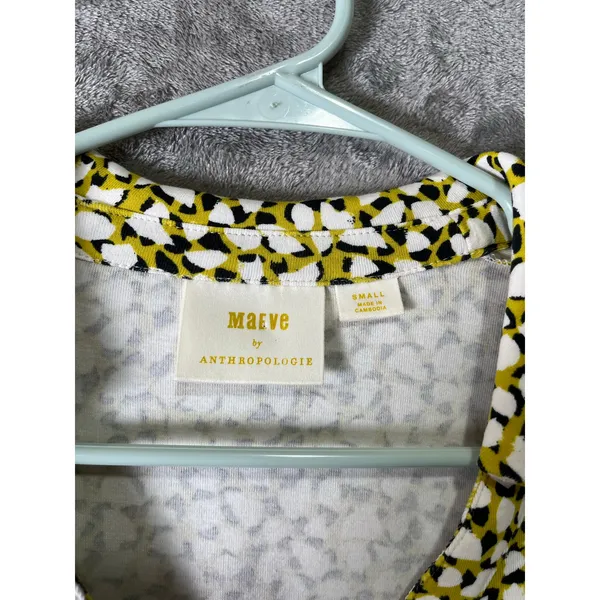 Maeve Anthropologie Abstract Geo Print Ruched Retro Mod Art‎ Teacher Eclectic SM - Image 3