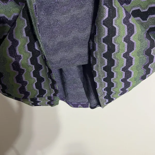 Zara Women's Purple Green Black Chevron Y2K‎ 90s Retro Lace Up Mini Dress Medium - Image 9