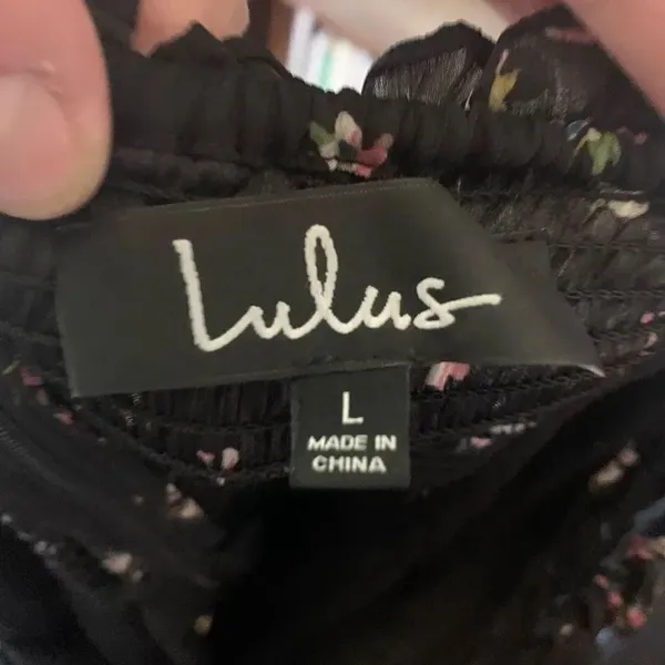 Lulu’s In the Garden black pink barbiecore floral L skater dress - Image 4