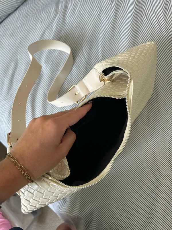 Cream Woven Purse White - Image 2