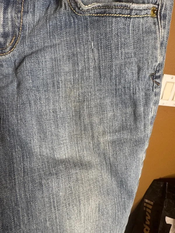 American Eagle Hipster Flare Jeans Y2K Low Rise Light Wash Raw Hem Size 2 Long - Image 9