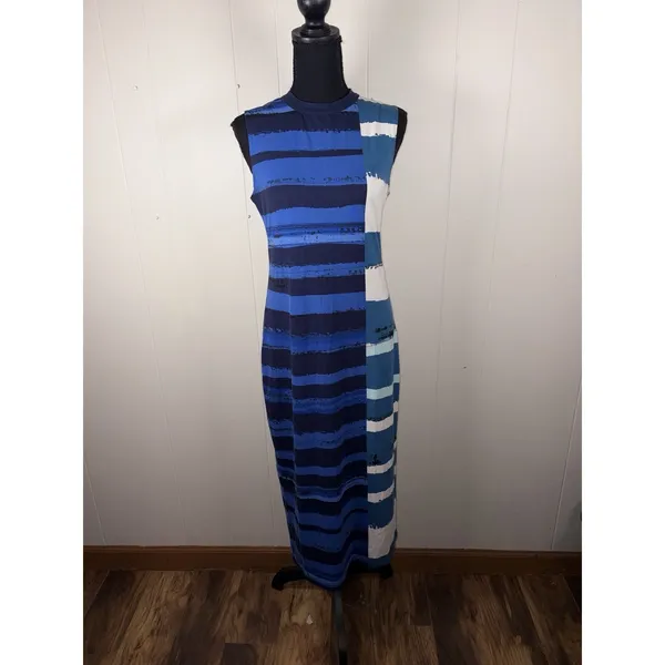 Corey Lynn Calter for Anthropologie sleeveless striped midi dress M Color Block - Image 3