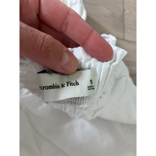 Abercrombie & Fitch White Linen Blend Wide Leg Smocked Waist Pants Small - Image 3